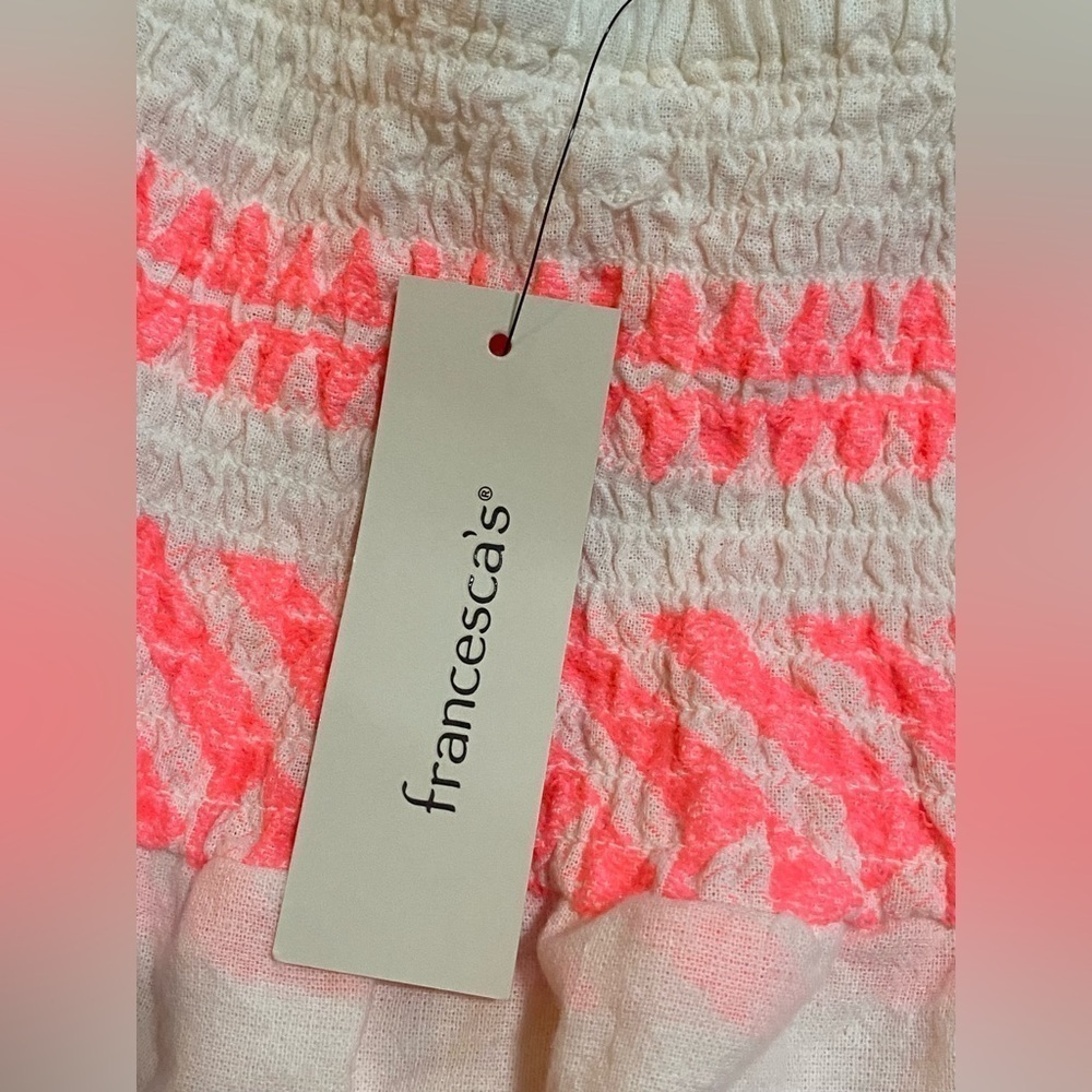 francesca's Bradi Geo Print Mini Skirt pink and white size L - Picture 9 of 10